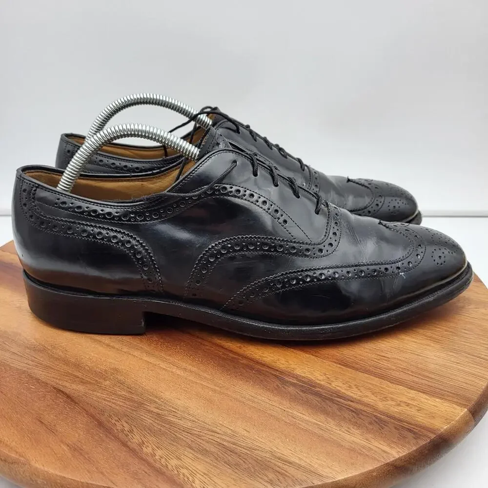 Johnston Murphy Derby Shoes Mens Size 9.5 Black‎ Leather Brogue Wingtip Oxford